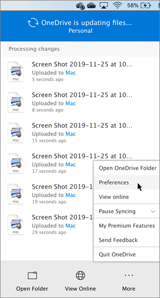 onedrive for business destop folder mac